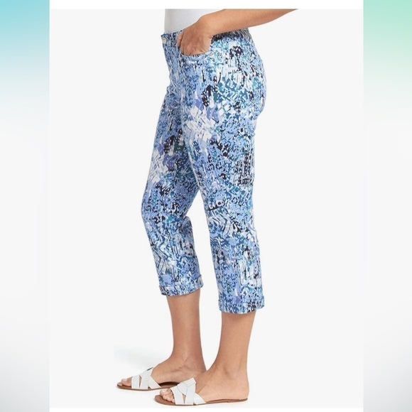 NINE WEST Women's Chrystie Denim Capri Denim Blue Print 12 pants trousers crop - Picture 8 of 9